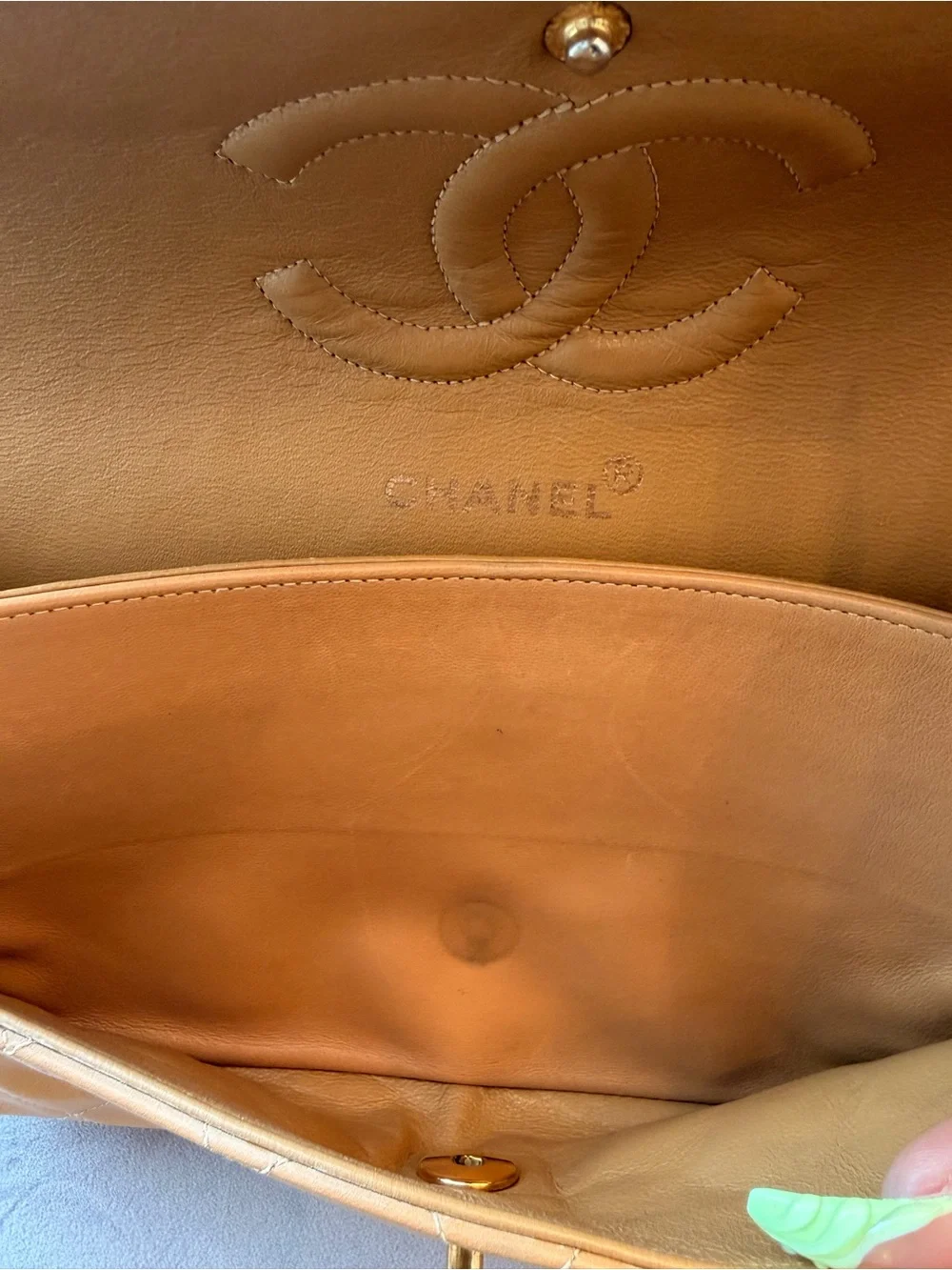 Chanel Vintage Double Flap Dark Beige Lambskin 24k gold plated handbag